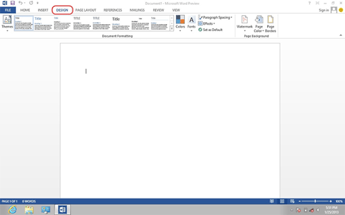 Word 2013, Design Tab